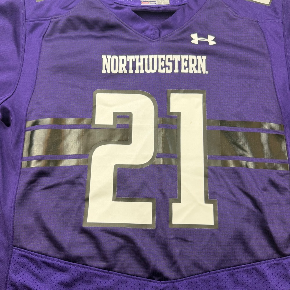 Under Armour Football Jersey Kids Youth Large Purple Northwestern Wildcats #21 - Picture 6 of 10